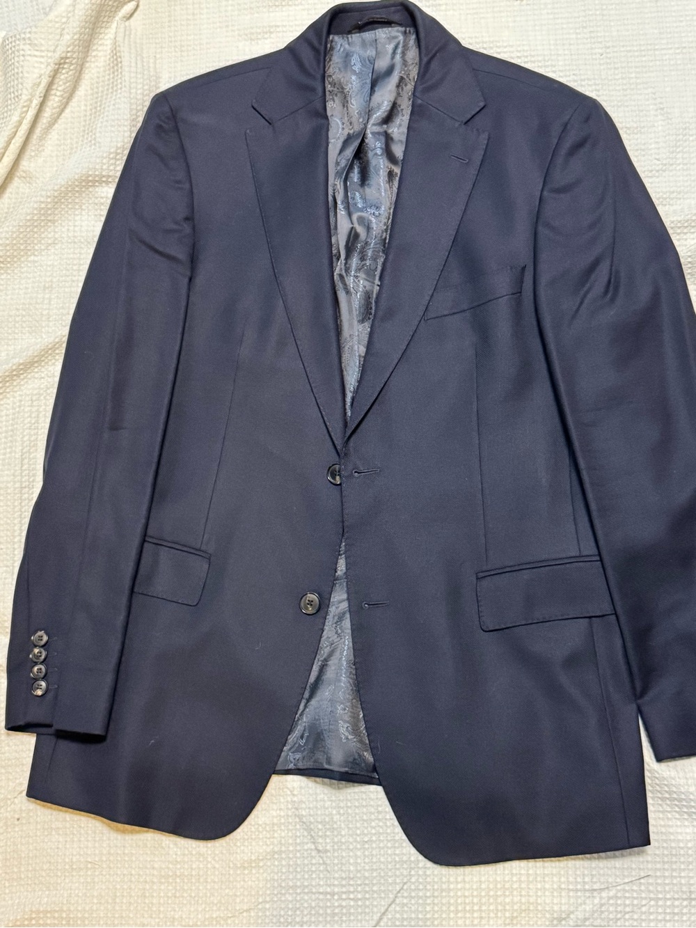 Hugo Boss Men's Navy Blazer - Tailored Single-Breasted Jacket Loro Piana